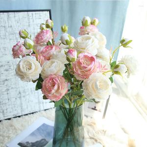 Fleurs décoratives 1Pc fleur de soie artificielle Simulation pivoine fausse pour les décorations de fête de mariage accessoires décor de salon à la maison