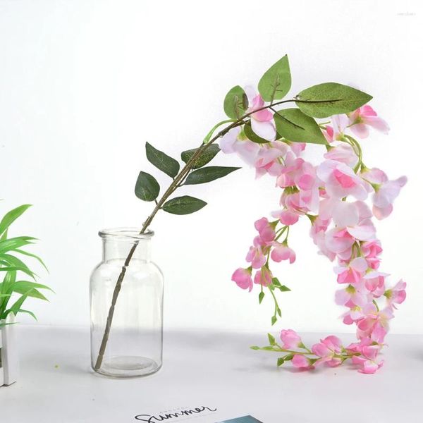 Fleurs décoratives 1 pièce, fleur de pêche rose artificielle en soie, fausse Simulation en plastique, décoration murale de maison, décoration de mariage