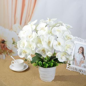 Fleurs décoratives 1 pc soie artificielle blanc papillon orchidée papillon fausse fleur plante pour fête de mariage maison Festival décoration