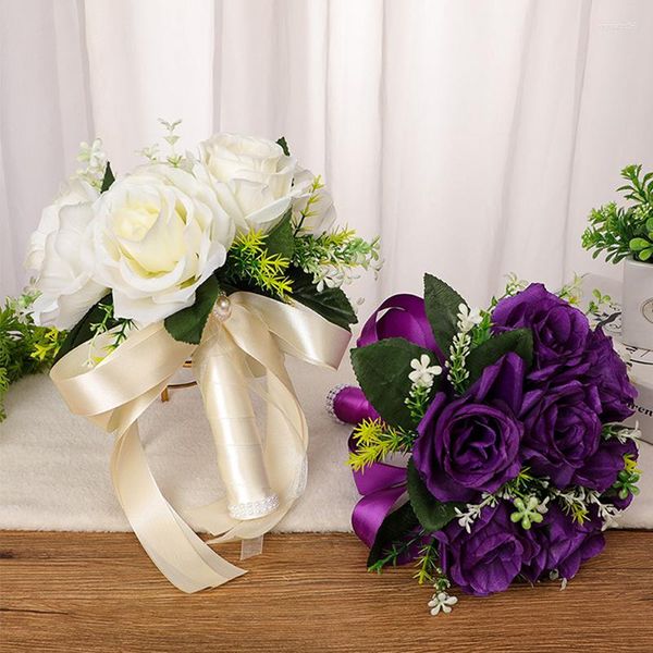 Flores decorativas 1 PC Artificial Simple Bouquet Rose High End Wedding Party Homave Table Table Decoración de plantas de San Valentín presente #A