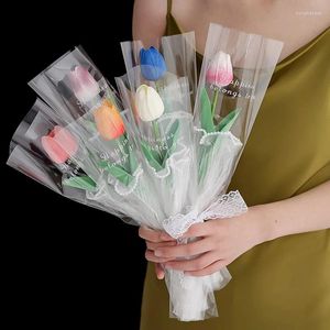 Fleurs décoratives 1pc Artificiel Tulip Fleur Bouquet Single Real Touch Fausse POGRA