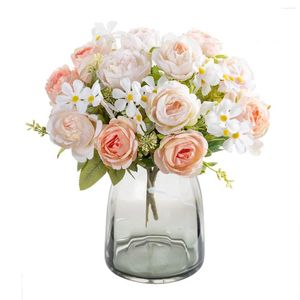 Fleurs décoratives 1pc Vase artificiel pour les accessoires de décoration intérieure Scrapbook de mariage Petony Candy Box Arrangement Christmas Silk Rose Bouquet