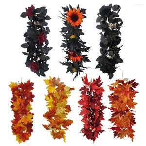 Fleurs décoratives 1 PC Vigne Artificielle Halloween Porte Décoration Automne Ambiance Festive Décor Faux Guirlande Plante De Noël