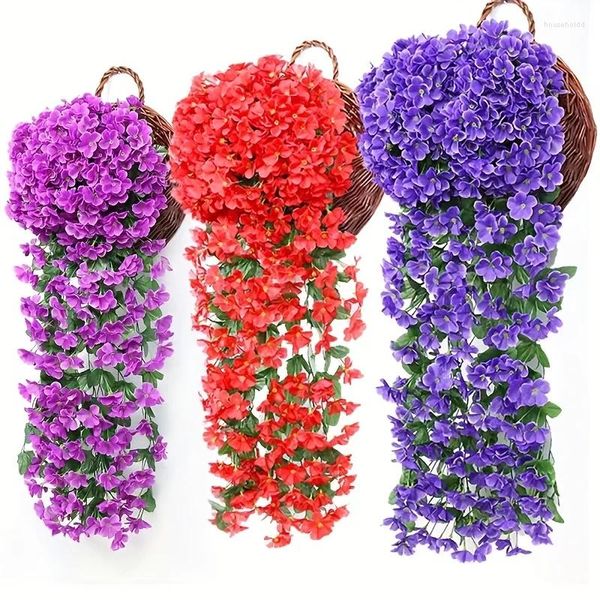 Fleurs décoratives 1pc vignes de fleurs violettes artificielles en plastique fausses plantes suspendues guirlande de glycine pour la décoration de jardin de maison de mariage