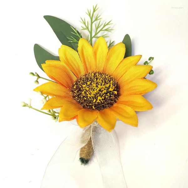 Fleurs décoratives 1pc de mariage artificiel corsage de poigne