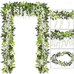 Fleurs décoratives 1pc Wisteria artificielle 70.87 '' Vinage suspendu décor en soie réaliste pour les mariages et décoration intérieure ((blanc / rose / violet