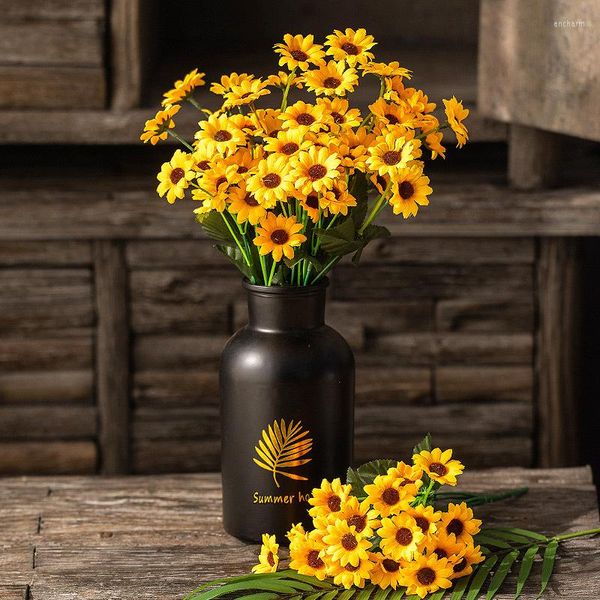 Fleurs décoratives 1 pc Beau Bouquet De Tournesol Soie Haute Qualité Fleur DIY Maison Garden Party Mariage Mariée Tenant Des Accessoires Décoration