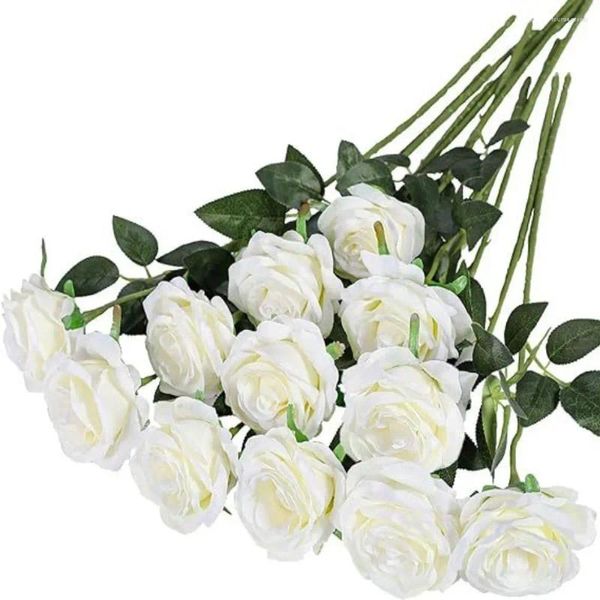 Fleurs décoratives 1pc Bridal Red Roses Night Table Centres de table colorée en soie artificielle DIY ARGAGE FLORAL