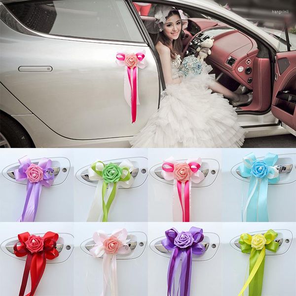 Flores decorativas, 1 pieza, manijas de puerta de flores para coche, hermosos suministros para fiestas, festivales, vista trasera, decoración de boda, adorno de Navidad