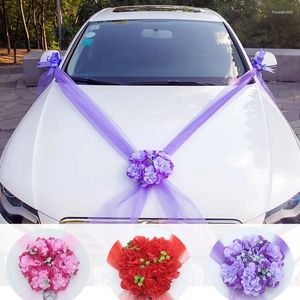 Fleurs décoratives 1pc de voiture couronne de mariage simulation de mariage décoration de fleur Porte de porte de porte