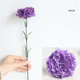 Fleurs décoratives 1pc Carnation Artificial Flower Mother's Fay Decoration Decoration Mariage des Moids Orange Blanc Purple Rose Rose Faux