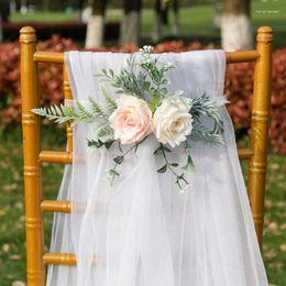 Decoratieve bloemen 1 st stoel rug bloem kunstmatige planten cover boeket bruiloft decoratie feest outdoor home tuin decor