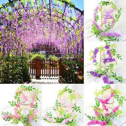 Decoratieve bloemen 1 st Creative Garden Decorations Silk Flower gesimuleerde Vine Wisteria Basket Hanging Home Party voor bruiloft