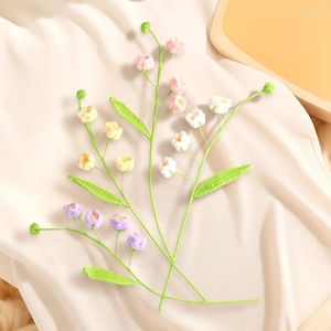 Fleurs décoratives 1pc Crochet Hand Woven Lily of the Valley Cotton Yarn Fake Flower Wedding Party Bouquet an