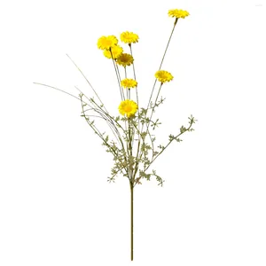 Fleurs décoratives 1pc Daisies Sun Catchers 55 cm Daisy Artificiel pour le décor de mariage Silk jaune Fil de fer réaliste 8 Plantes d'eau