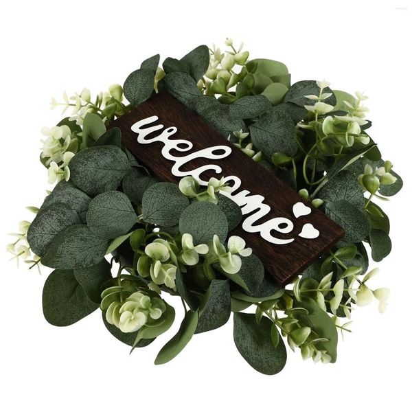 Couronne de fleurs décoratives, 1 pièce, élégante et créative, Durable, délicate, pour porte suspendue, ornement de maison (vert)