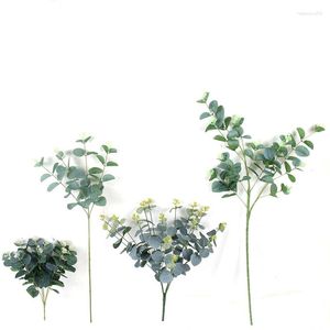 Fleurs décoratives 1 pc Eucalyptus Tiges Feuilles Artificielles Faux Verdure Branches Faux Eucalyptus Bouquet De Mariage