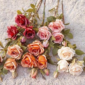 Flores decorativas, 1 pieza, simulación de moda, rosa, fácil mantenimiento, flor de seda sintética, decoración de boda Artificial