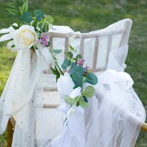 Fleurs décoratives 1pc Forest Wedding Chair Decoration Tulle Banquet Party Event