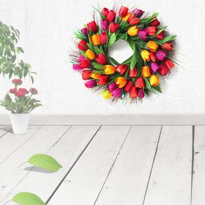 Fleurs décoratives 1pc porte d'entrée décor couronne de tulipes couronnes pour l'extérieur été fleur artificielle Floral