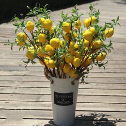 Fleurs décoratives, branche de fruits avec feuilles vertes, accessoires de photographie artificielles pour la maison, fausses plantes décoratives, 1 pièce