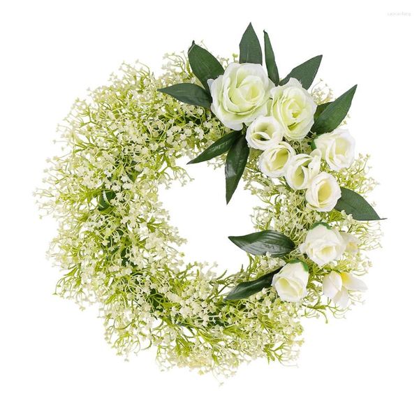 Fleurs décoratives 1pc Garland Simulate Flower 2024 White Rose Wreath Wedding Outdoor Courtyard Decoration Festive Femme Fournitures