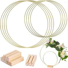 Fleurs décoratives 1pc Gold Metal Hoop avec porte-carte Table de mariage Tablette maîtresse décoration de Noël Couronne de bricolage Garland Matrimonio