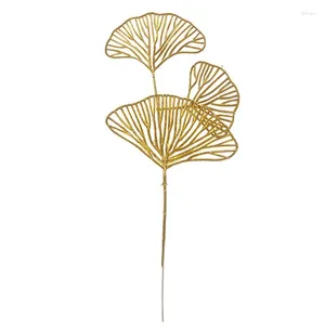 Decoratieve bloemen 1 pc gouden kunstmatige planten stengels eucalyptus ginkg voor tuin bruiloft slaapkamer huis kerst woonkamer decor diy diy