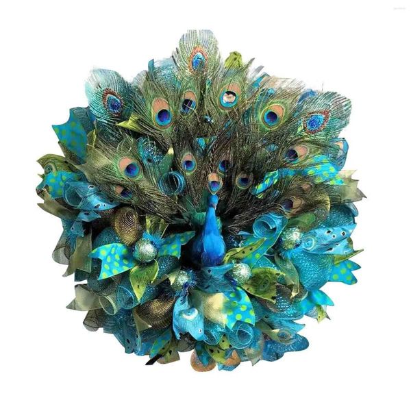 Fleurs décoratives 1 pc magnifique couronne de paon ferme guirlande fête de mariage porte Plaque accrocheur décorations pour la maison 2023