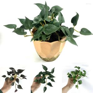 Fleurs décoratives 1pc simulation en plastique vert artificiel fleur de cuivre herbe gras faux ivy bonsaï ornement de décoration intérieure plantes