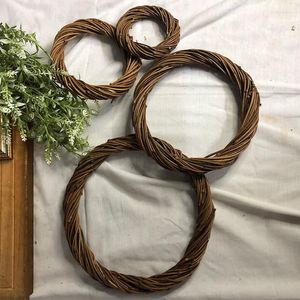 Flores decorativas 1 pieza guirnalda de mimbre tejida a mano para decoración de fiesta DIY Navidad puerta de casa adornos colgantes de pared proveedores