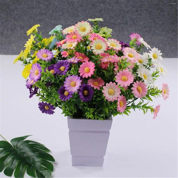 Fleurs décoratives 1pc Décoration maison Simulation de plante artificielle Daisy 36cm Bouquet en plastique jaune / blanc / violet / rose foncé / clair