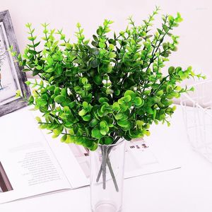 Fleurs décoratives 1 PC décoration de la maison fausses plantes eucalyptus herbe en plastique fougères feuilles vertes fleur artificielle mariage salon table