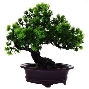 Decoratieve bloemen 1 stc Japanse ceder bonsai boom kunstmatige groene realistische binnen pot pottened dennen