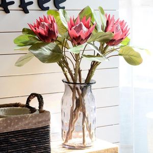 Dekorative Blumen 1 Stück König Hochzeitsstrauß Protea Künstliche Blume Gefälschte Pflanze DIY Party Dekor