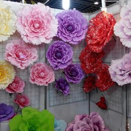 Decoratieve bloemen 1 pc grote gesimuleerde pioenhoofd Multi -gekleurde kunstmatige zijdebloem Diy Achtergrond Wall Decor Home Wedding Party