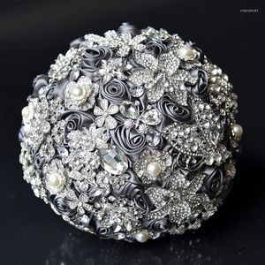 Fleurs décoratives 1 pc/lot magnifique cristal luxe Bling mariage Bouquet étincelle broche pour