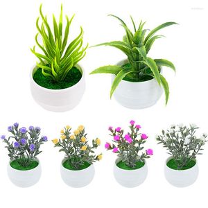Fleurs décoratives 1pc mini plantes vertes artificielles bonsaï petit pot d'arbre simulé faux bureau table décoration maison salon décor