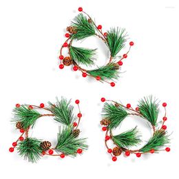 Decoratieve Bloemen 1 st Mini Kerst Dennenappel Krans Hangende Opknoping Deur Guirlande Kerstboom Ornament Voor Thuis Jaar Navidad