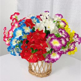 Flores decorativas 1pc Gloria de la mañana Manojo falso Toque real Flor de seda artificial Fiesta de bodas Decoración del arreglo del hogar