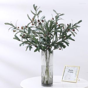 Fleurs décoratives 1 pc Olive Vert Feuilles Arbre Branches Artificielle Maison Decortion Fruits Plantes Po Props Décorations De Mariage