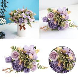 Fleurs décoratives 1pc Peony Rose Hortensia Small Bunch of Simulation Decoration Home Decoration Mariage Donquilles