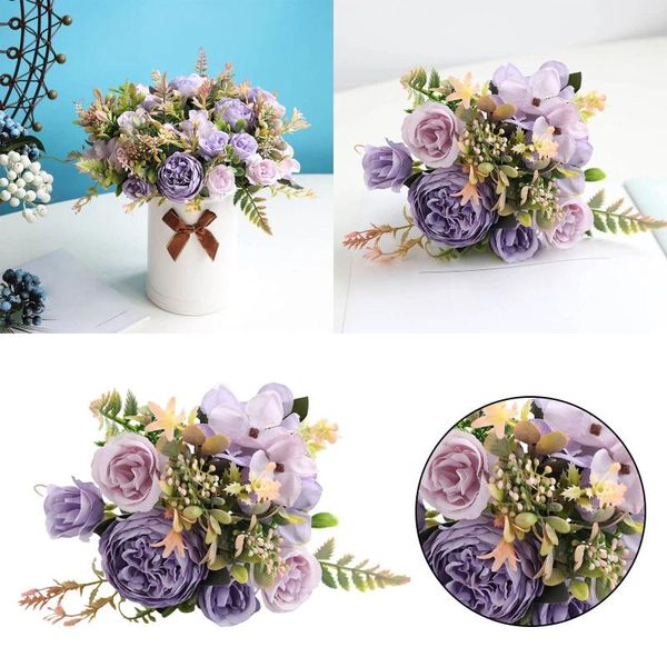 Fleurs décoratives 1 pièce, pivoine Rose hortensia, petit bouquet de Simulation, décoration de maison, arrangements floraux de mariage