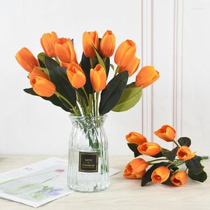 Fleurs décoratives 1 pc plastique soie Bouquet tulipe fleur artificielle vraie touche faux pour la décoration de mariage maison Garen décor