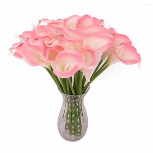Fleurs décoratives 1 pièce PU Mini Calla Lily fleur artificielle vraie touche Bouquet de mariage en soie décoration de fête à la maison