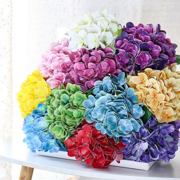 Fleurs décoratives 1pc Real Touch Artificial Green Plant Silk Simulated Hortensea Fake Flower Home Decoration Arrangement