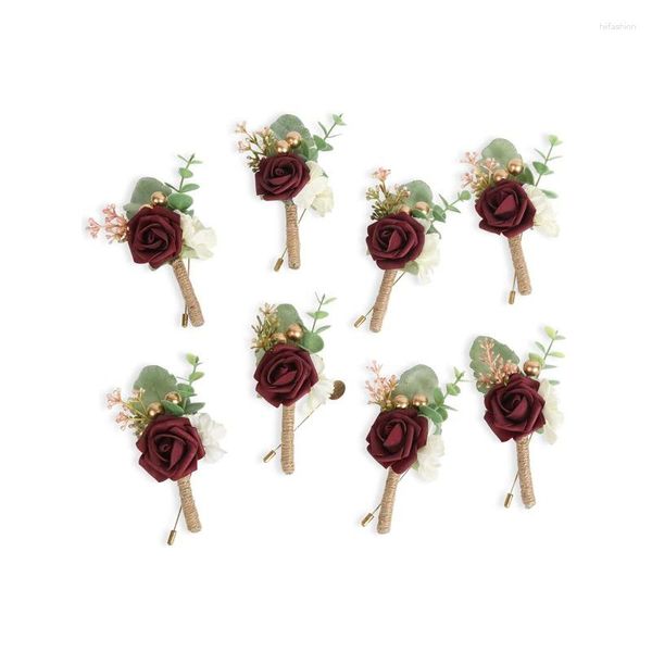 Fleurs décoratives 1pc rose boutonnière avec épingles marié fleur artificielle pour la cérémonie de mariage anniversaire dîner formel fête bal