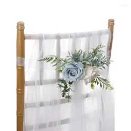 Fleurs décoratives 1pc chaise rose arrière fleur de fleur marqueur arrangement floral Pew pour décoration de cérémonie de mariage