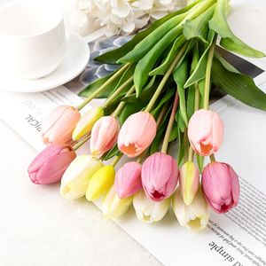 Fleurs décoratives 1pc Silicone tulipe fleur artificielle vraie touche faux Bouquet pour la décoration de mariage maison Garen décor