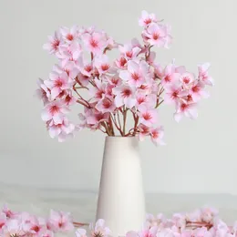 Flores decorativas 1 PC Silk Peach Blossom Rama Flor artificial para la fiesta de bodas Decoración del hogar